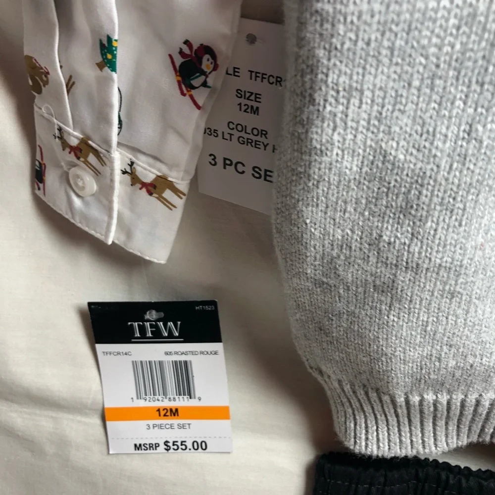 Boys 3 pc holiday outfit Christmas vest 12 months